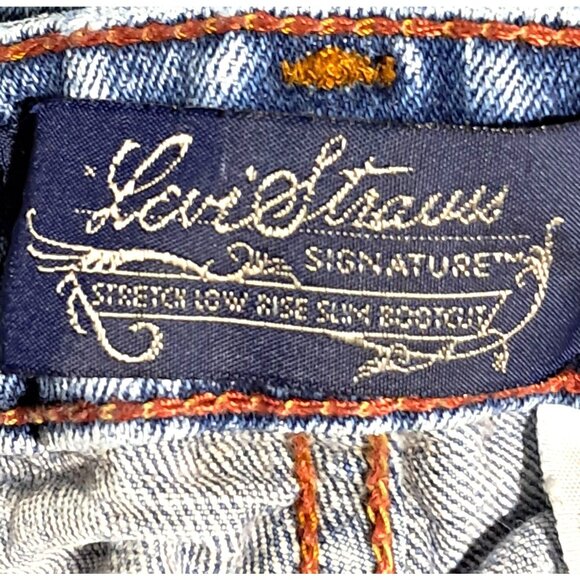 Y2K Levi Strauss Distressed Jeans Size 13 Button Fly Stretch Low Rise Slim Boot - Picture 3 of 14